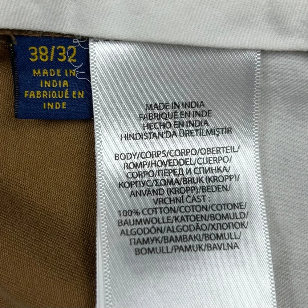 Polo Ralph Lauren Chino Pants Mens 38x30 Tan Classic Cotton Twill Straight Flat